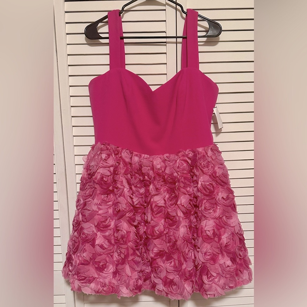 Melanie Floral Appliqué Mixed Media Minidress - Dress The Population